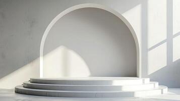 Empty stage with a large archway in front of it photo
