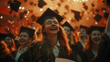 A group of graduates are celebrating in the air photo