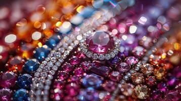 A close up of a bunch of colorful diamonds photo
