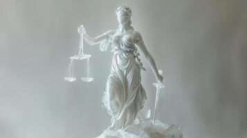 A statue of lady justice holding scales photo