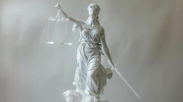 A statue of lady justice holding a sword photo