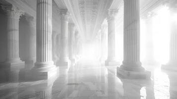 A white room with columns and pillars photo