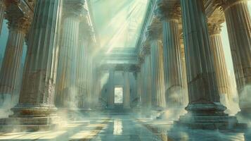 A large room with columns and pillars photo
