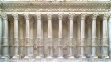 A large room with columns and white marble photo