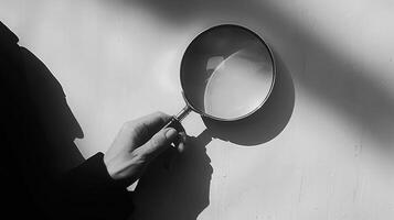 A person holding a magnifying glass photo
