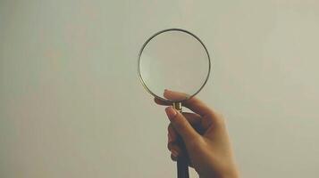 Dynamic curiosity exploring with magnifying glass. photo