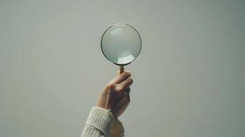 Graceful curiosity exploring with magnifying glass. photo