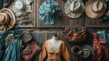 Fashion view flatlay, retro style arrangement. photo