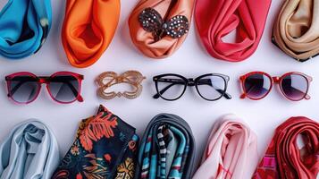 Fashion arrangement flatlay, elegant style presentation. photo