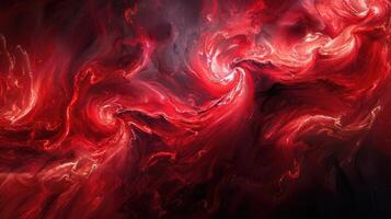 Black background, scarlet smoke with intensity. photo