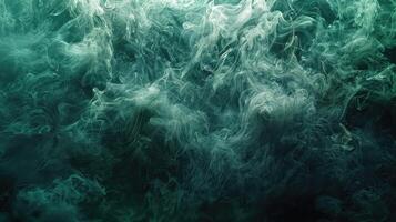 Elegant green smoke, intriguing on black canvas. photo