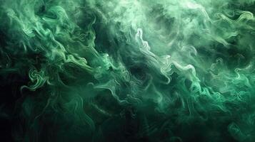 Dynamic green smoke patterns, elegance on black canvas. photo