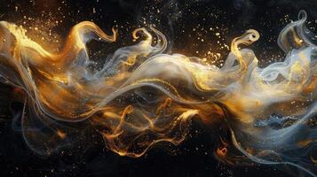 Swirling Gilded Smoke. An Opulent Black Design. photo