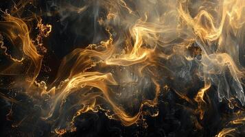 Opulent Golden Smoke Trails on a Black Canvas. photo