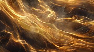 Enchanting Gilded Smoke on a Deep Black Abstract. photo