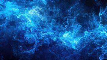 Captivating Veils of Dynamic Vibrant Blue Smoke Amidst Profound Blackness Evoking Tranquility and Intrigue photo