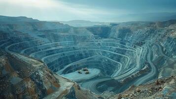 Immersive Exploration of dynamic Open Pit Excavation, Unveiling Terraced Tiers and Vast Horizons. photo