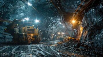 Vibrant Underground Odyssey Showcasing Miners Journey in Dynamic Depths photo