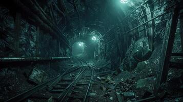 Immersive Tunnel Trek Exploring a Miners Journey Through Dynamic Underground Passages photo