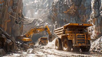 A Cinematic Display Showcasing the Dynamic Strength of Mining Machinery photo