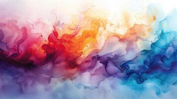 Captivating Radiant Watercolor Flow Highlighting Symphony of Abstract Waves photo