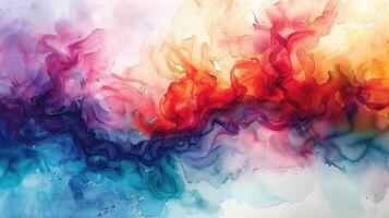 Artistic Abstract of Vibrant Waves in a Radiant and Dynamic Watercolor Flow photo