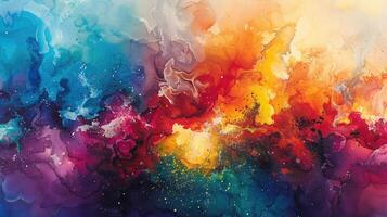 Vibrant Watercolor Canvas Capturing Dynamic Colors in Abstract Harmony photo