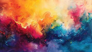 Energetic Canvas Featuring Dynamic Watercolors in an Abstract Color Explosion photo