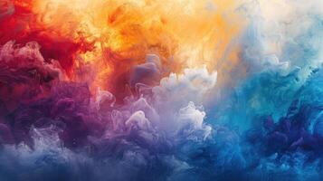Dynamic Colorful Abstract Smoke in a Watercolor-Painted Background photo