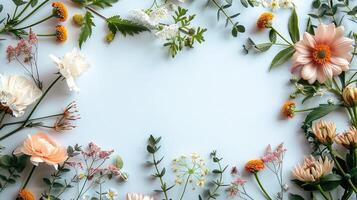 Elegant Floral Display Creating a Blank Space on a Captivating White Surface photo