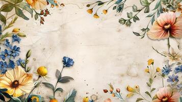 Captivating Canvas of Watercolor Flowers in a Charming Postcard Design photo