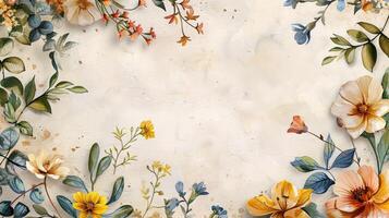 Dynamic Floral Watercolor Postcard Serving as a Canvas for Personal Messages photo
