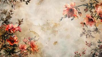 Dynamic Watercolor Blooms Crafting a Whimsical and Charming Postcard Template photo
