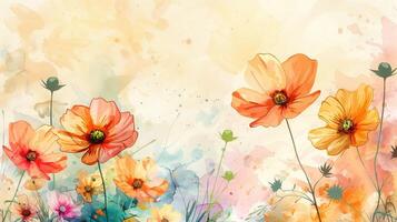 Stunning Floral Postcard Showcasing Dynamic Warmth in Watercolor Art photo