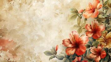 Artistic Watercolor Blossoms Creating Warmth in Dynamic Floral Style photo