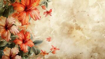 Captivating Floral Elegance in a Stunning Warm Watercolor Postcard Design photo