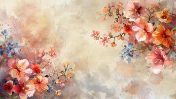 Blossoming Flower Borders Surrounding a Stunning Customizable Postcard Center photo