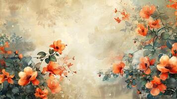 Blossoming Borders Highlighting a Customizable Center in Stunning Postcard Style photo