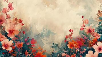 Charming Postcard Template with Delicate Blossoming Borders and Customizable Center photo