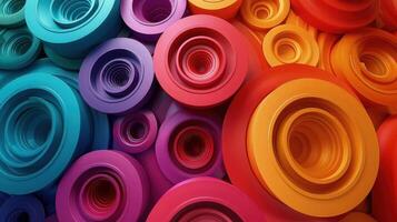 Artistic Blend of Rainbow Circular Stems in a Dynamic Abstract Scene photo