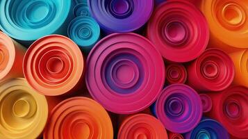 Stunning Abstract Render of Rainbow Circular Stems in Clay Style photo