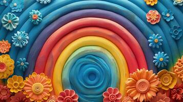Abstract Imagery of Rainbow Circles and Fine Clay Patterns photo