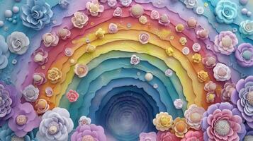 Detailed Clay Creations Highlighted in Vibrant Rainbow Circle Pattern photo