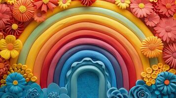 Complex Clay Details Framed by Rainbow Circles in Artistic Abstract photo
