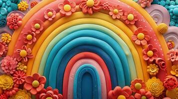 A Dynamic Abstract Featuring Colorful Rainbow Circles and Fine Clay Details photo