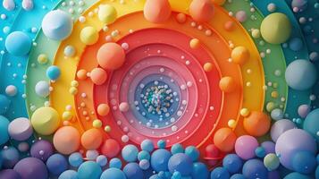 Abstract Display of Enchanting Rainbow Circles and Dynamic Clay Textures photo