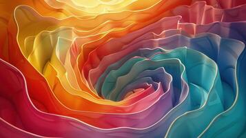 Artistic clay spiral rainbow with a bold and dynamic circular design. photo