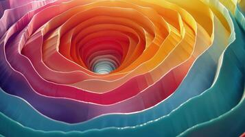 Vibrant spiral clay rainbow showcasing a circular background in 3D art. photo