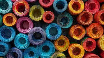 A vivid portrayal of circular stems in a colorful and detailed 3D art display photo
