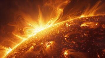 A mesmerizing close-up revealing the Sun's dynamic and fiery brilliance photo